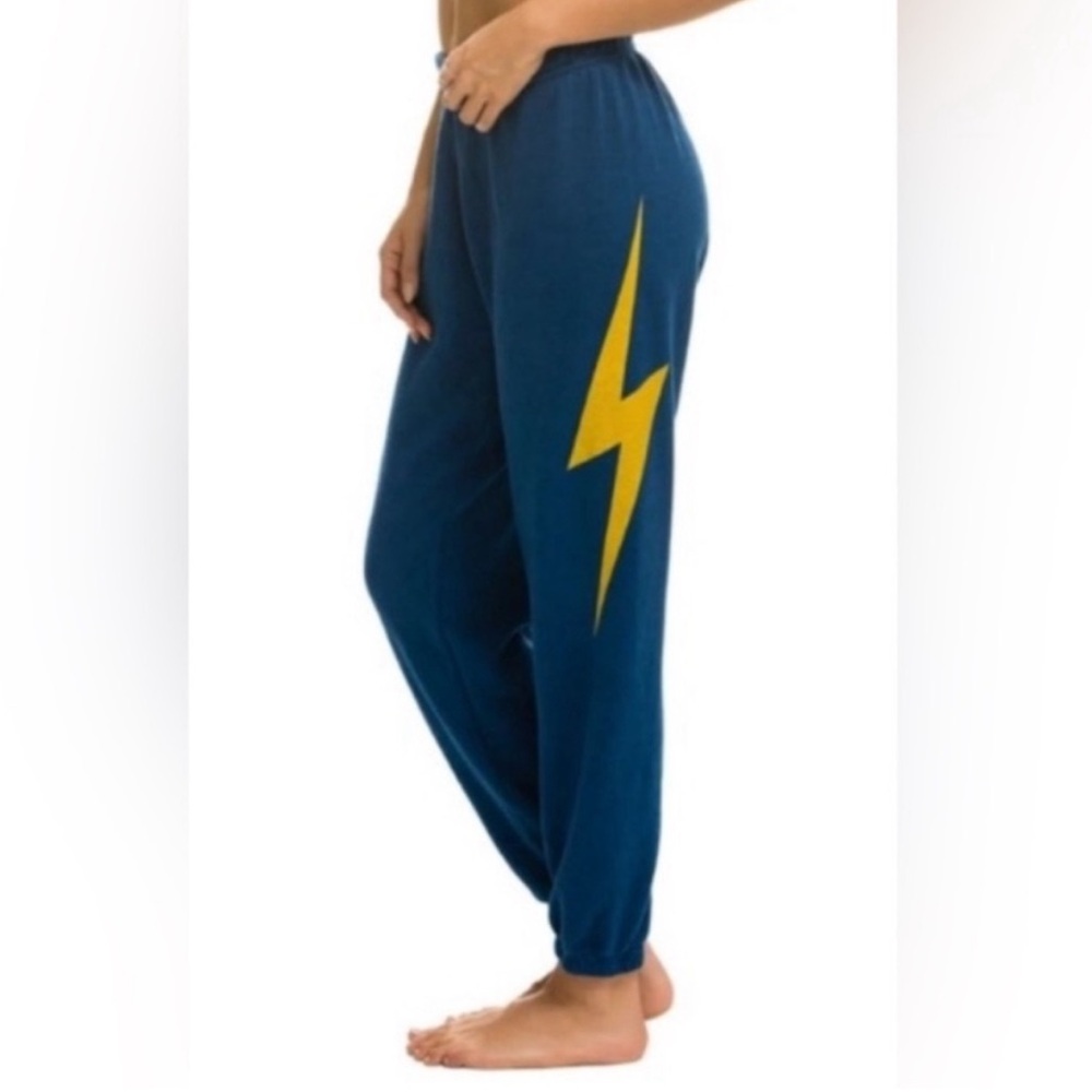 Aviator Nation Navy Joggers with Yellow Bolt
